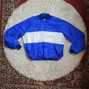Vintage Blazer Quarter Zip Pullover Windbreaker Nylon Sweater Top Topper Blue